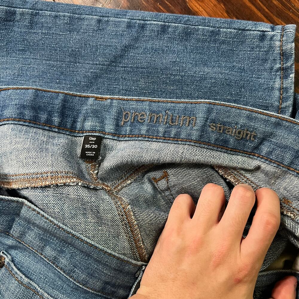 Gap 35x30 Premium Straight Jeans Blue Denim Classic Casual - Picture 8 of 8